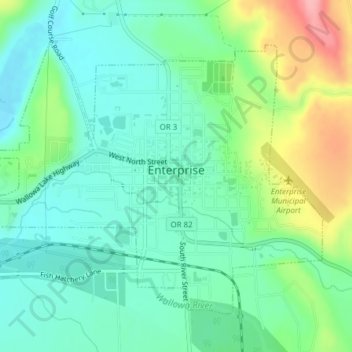 Enterprise topographic map, elevation, terrain