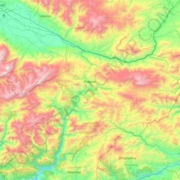 Pülümür topographic map, elevation, terrain