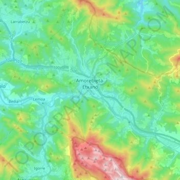 Amorebieta-Etxano topographic map, elevation, terrain