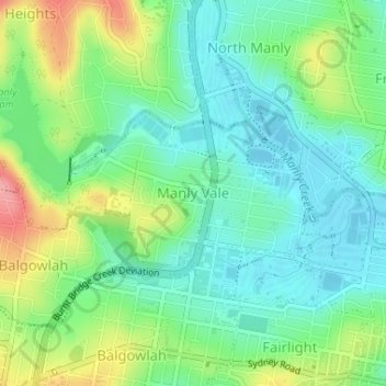 Manly Vale topographic map, elevation, terrain