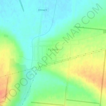 Rozlyv topographic map, elevation, terrain