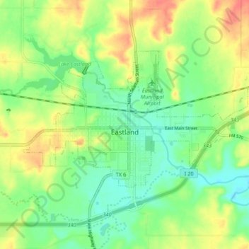 Eastland topographic map, elevation, terrain