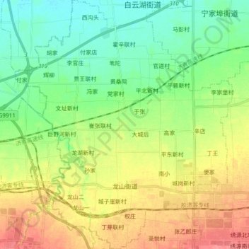 Longshan topographic map, elevation, terrain