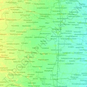 Nannilam topographic map, elevation, terrain