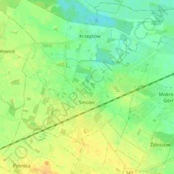 Smolec topographic map, elevation, terrain