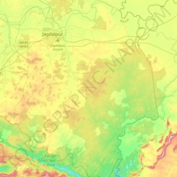 Jagdalpur Tahsil topographic map, elevation, terrain