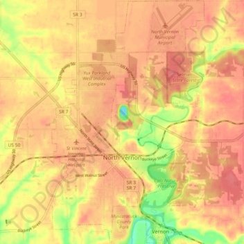 North Vernon topographic map, elevation, terrain