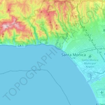 Los Angeles City Council District 11 topographic map, elevation, terrain