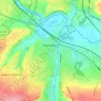 Keynsham topographic map, elevation, terrain