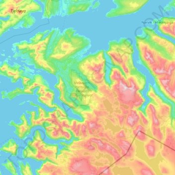 Nordland topographic map, elevation, terrain