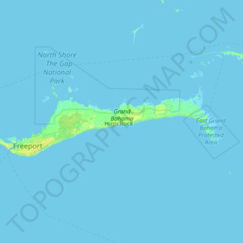 Grand Bahama topographic map, elevation, terrain