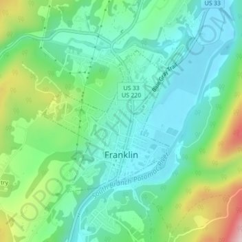 Franklin topographic map, elevation, terrain