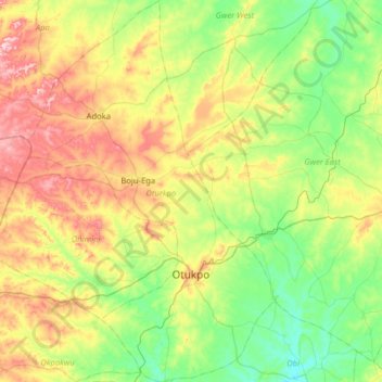 Oturkpo topographic map, elevation, terrain