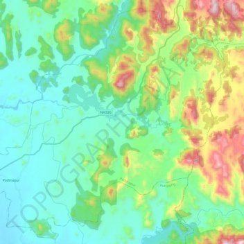 Padmapur topographic map, elevation, terrain
