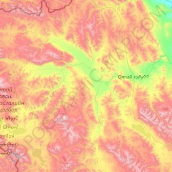 Ulaanhus topographic map, elevation, terrain