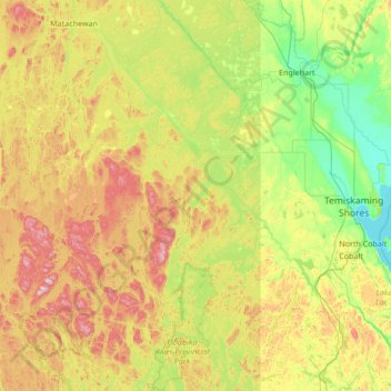 Montreal River topographic map, elevation, terrain