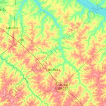 Cafelândia topographic map, elevation, terrain