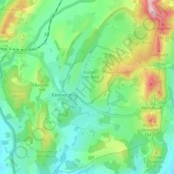 Eastnor topographic map, elevation, terrain