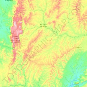 Rio Pardo de Minas topographic map, elevation, terrain