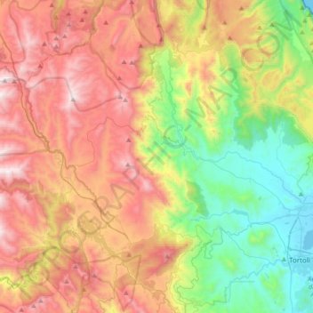 Biddamanna Istrisàili/Villagrande Strisaili topographic map, elevation, terrain