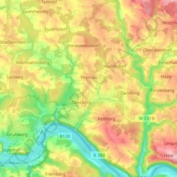 Thyrnau topographic map, elevation, terrain