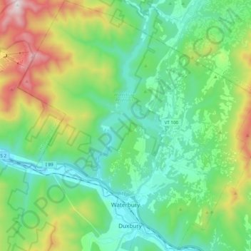 Waterbury topographic map, elevation, terrain