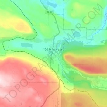 100 Mile House topographic map, elevation, terrain