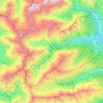 Vallouise topographic map, elevation, terrain