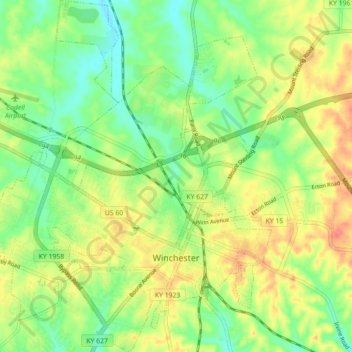 Winchester topographic map, elevation, terrain
