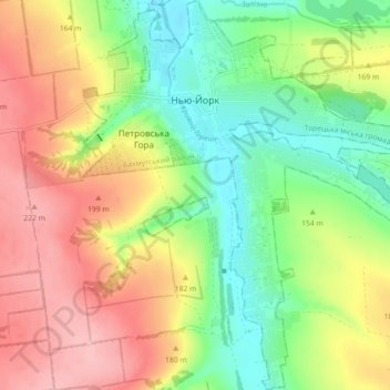 Niu-York topographic map, elevation, terrain