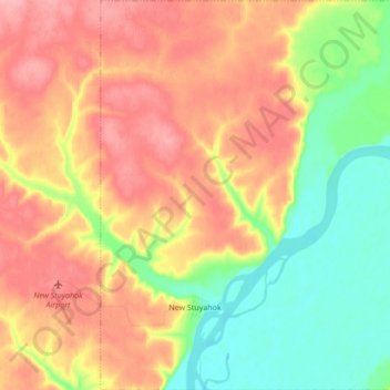 New Stuyahok topographic map, elevation, terrain