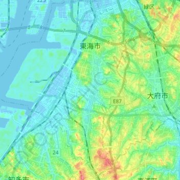 Tokai topographic map, elevation, terrain