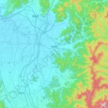 Takahata topographic map, elevation, terrain