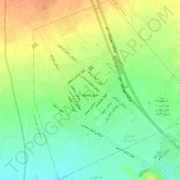 Khursand topographic map, elevation, terrain