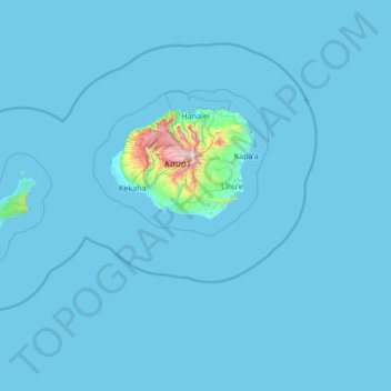 Kauaʻi County topographic map, elevation, terrain