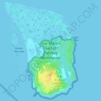Martín García Island topographic map, elevation, terrain