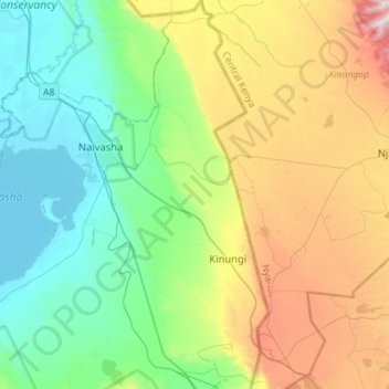 Naivasha East ward topographic map, elevation, terrain