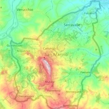 San Marino topographic map, elevation, terrain