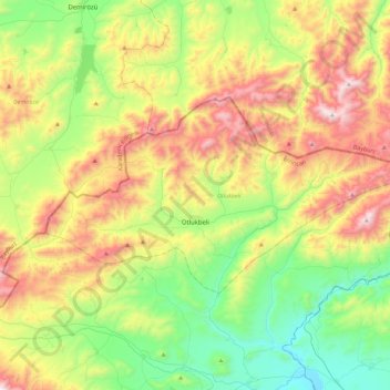 Otlukbeli topographic map, elevation, terrain