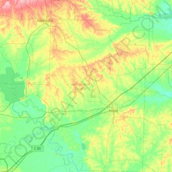 Hempstead County topographic map, elevation, terrain