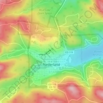 Nederland topographic map, elevation, terrain