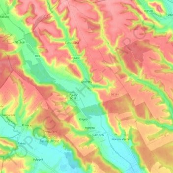 Dobrețu topographic map, elevation, terrain