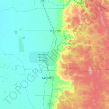 Wagerup topographic map, elevation, terrain