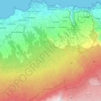 La Guancha topographic map, elevation, terrain