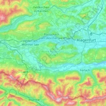 Klagenfurt-Land topographic map, elevation, terrain