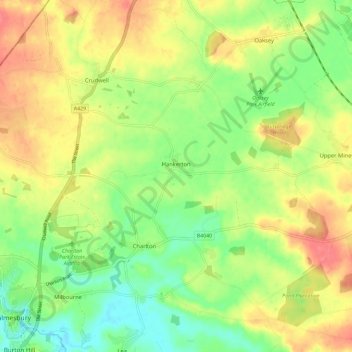 Hankerton topographic map, elevation, terrain