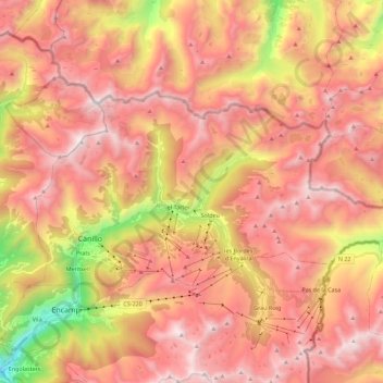 Canillo topographic map, elevation, terrain