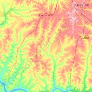 Pirapozinho topographic map, elevation, terrain