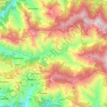 Sayal topographic map, elevation, terrain