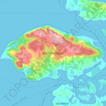 Isla Mechuque topographic map, elevation, terrain